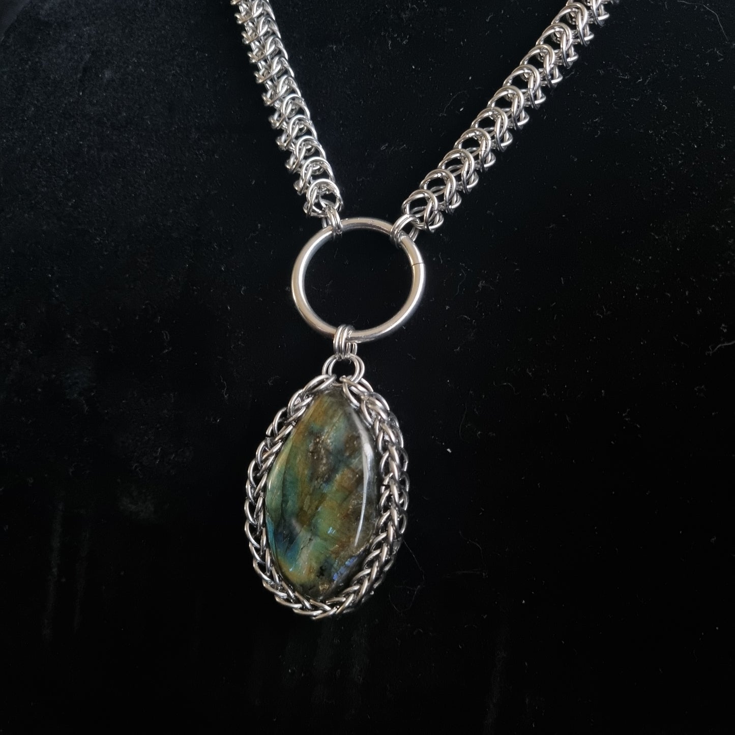 Labradorite Pendant | Chainmaille Necklace