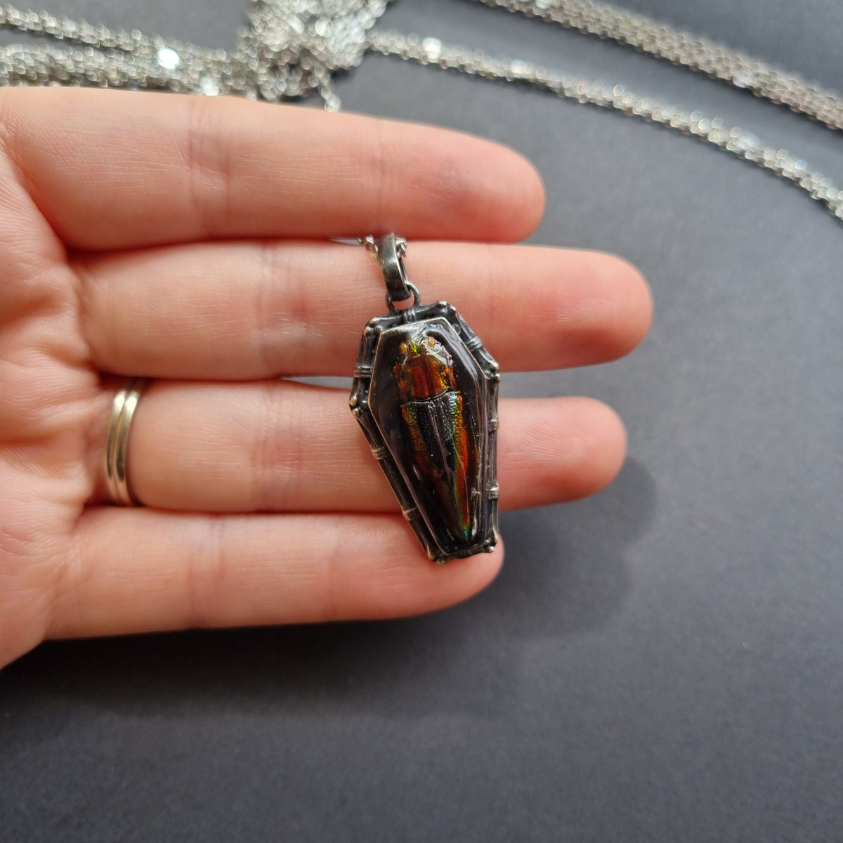 Rainbow Jewel Beetle Pendant