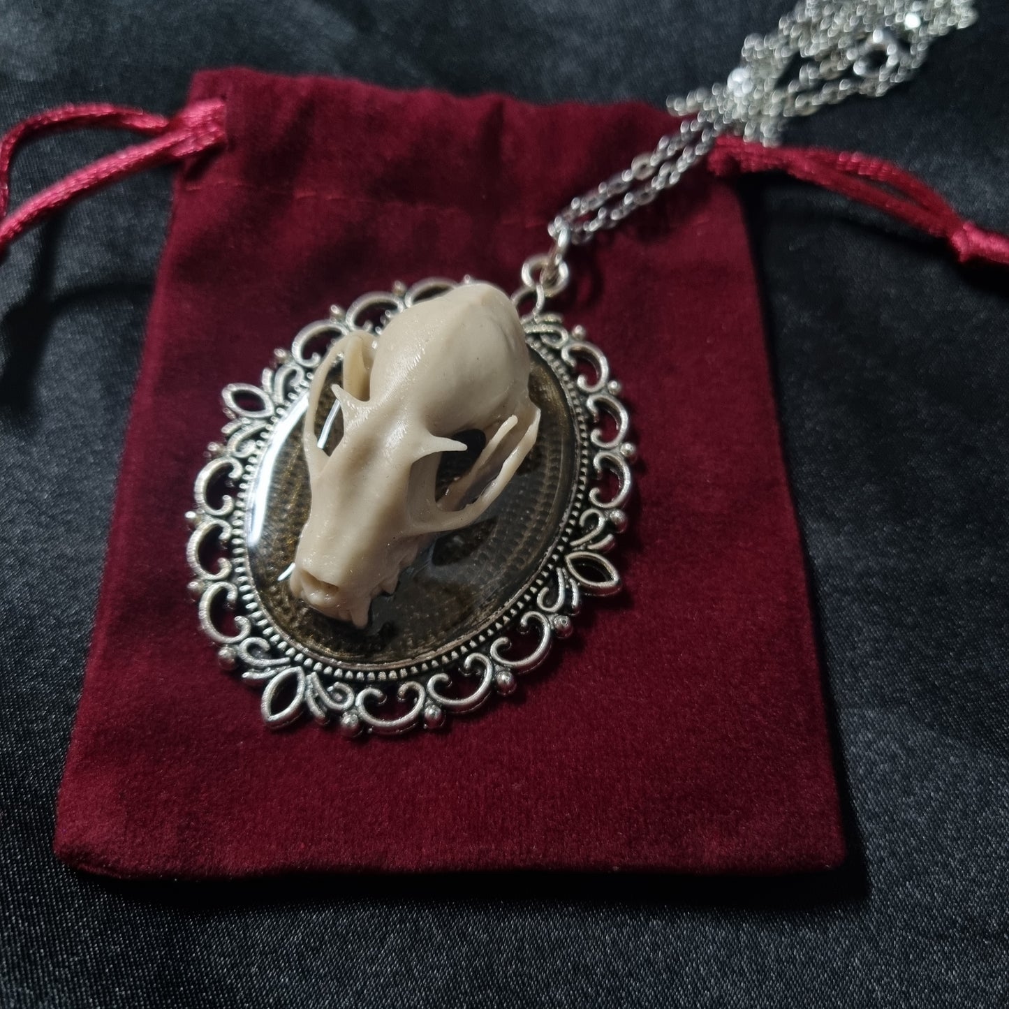 Resin Fruit Bat Skull necklace