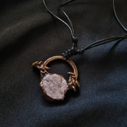 Electroplated Ruby Pendant Necklace