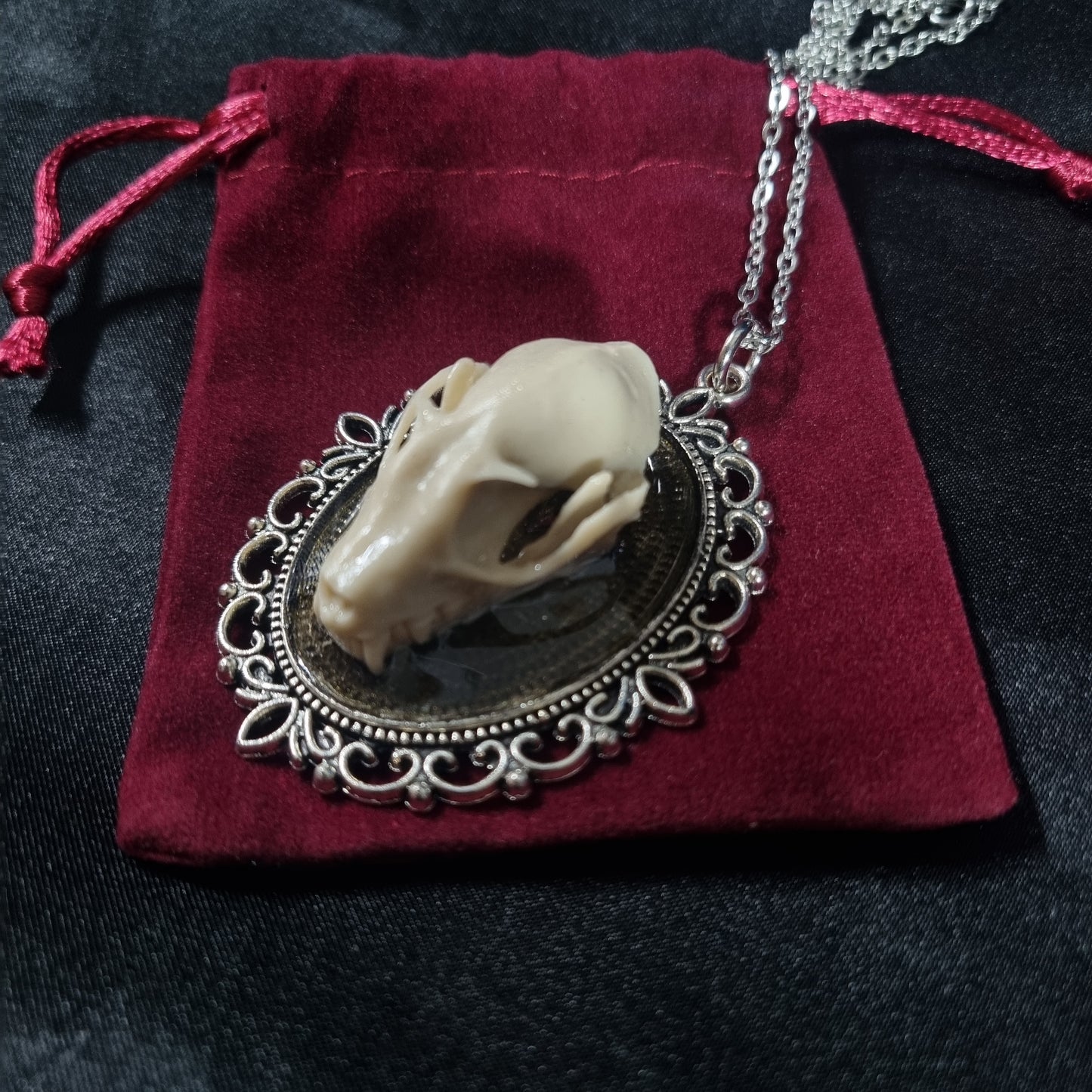 Resin Fruit Bat Skull necklace